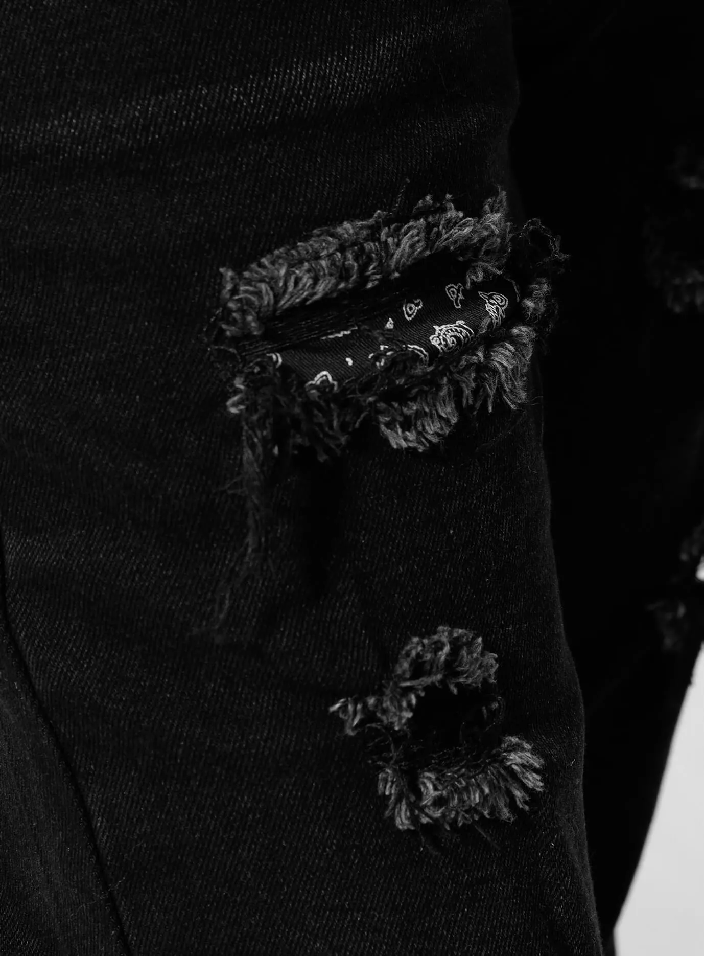 Texas Ripped Black Bandana Jeans