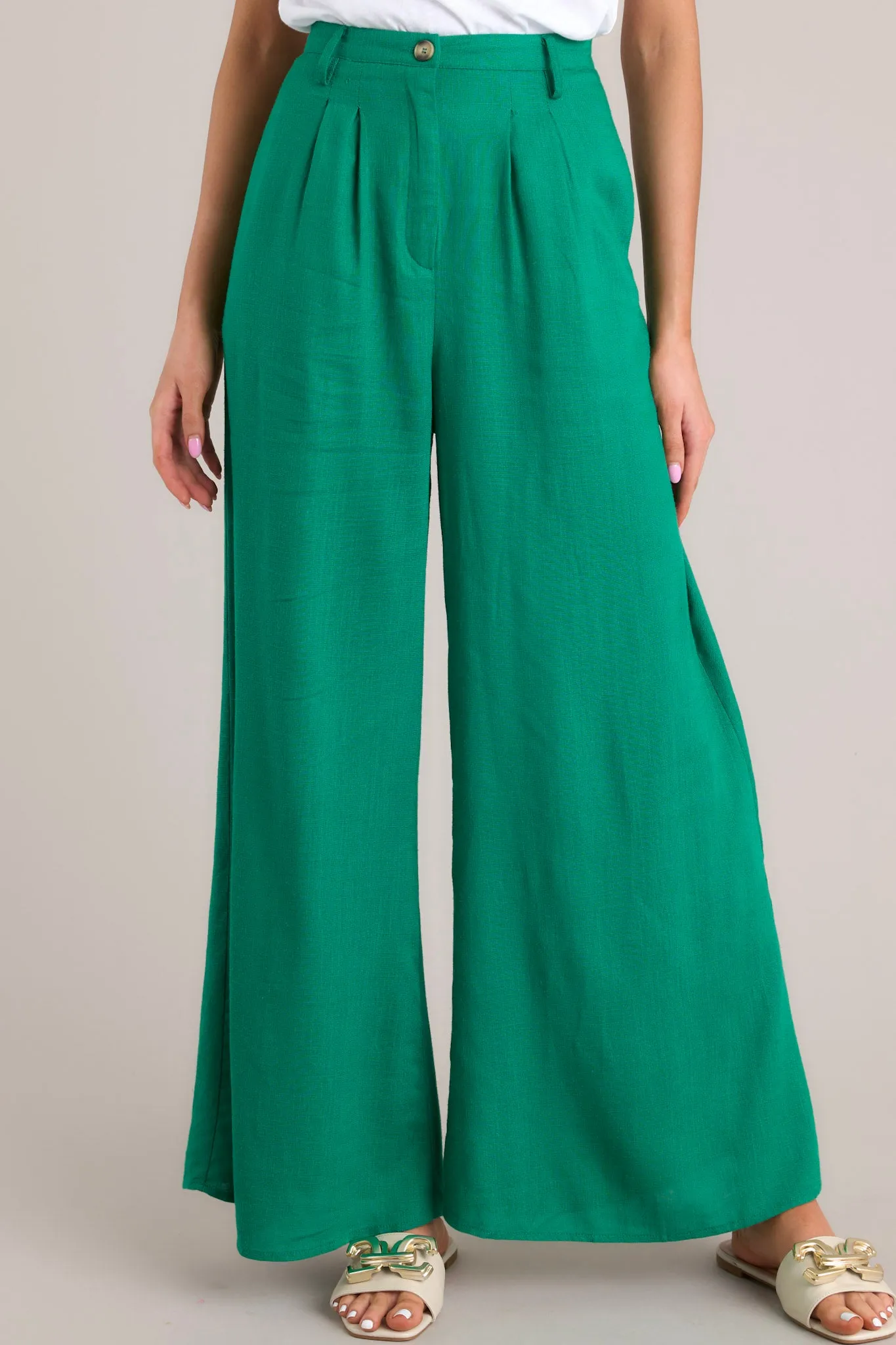 This Life Kelly Green Linen Blend Pants